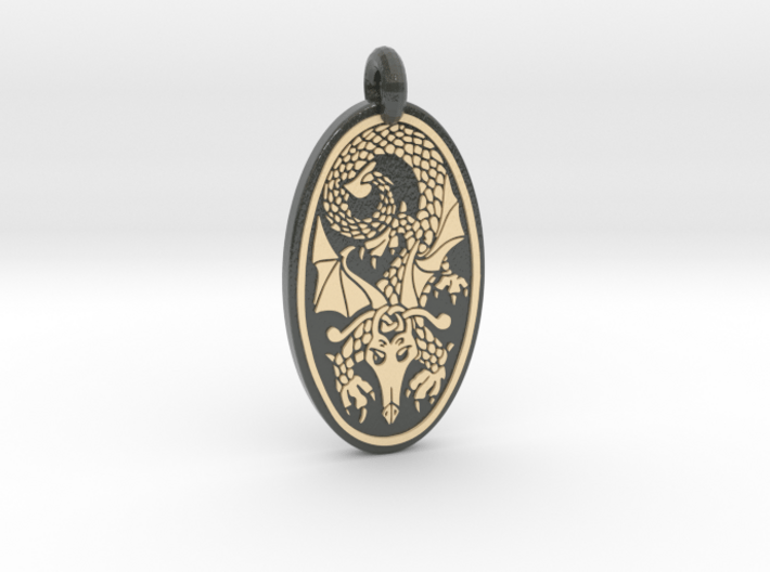 Dragon - Oval Pendant 3d printed
