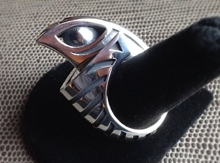Falcon Ring 1 - Size 11 (20.57 mm) 3d printed Polished Silver