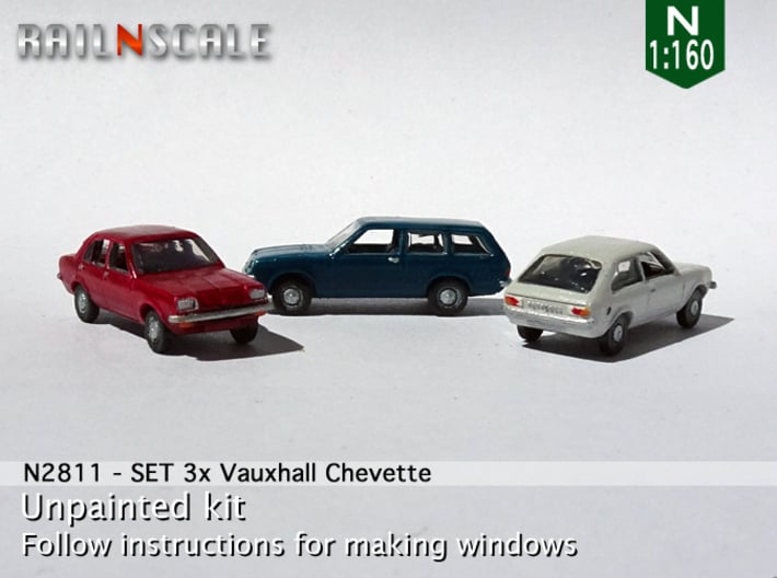 SET 3x Vauxhall Chevette (N 1:160) 3d printed