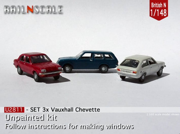SET 3x Vauxhall Chevette (British N 1:148) 3d printed 