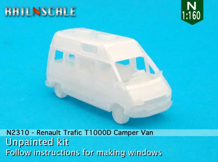 Renault Trafic T1000D Camper Van (N 1:160) 3d printed 