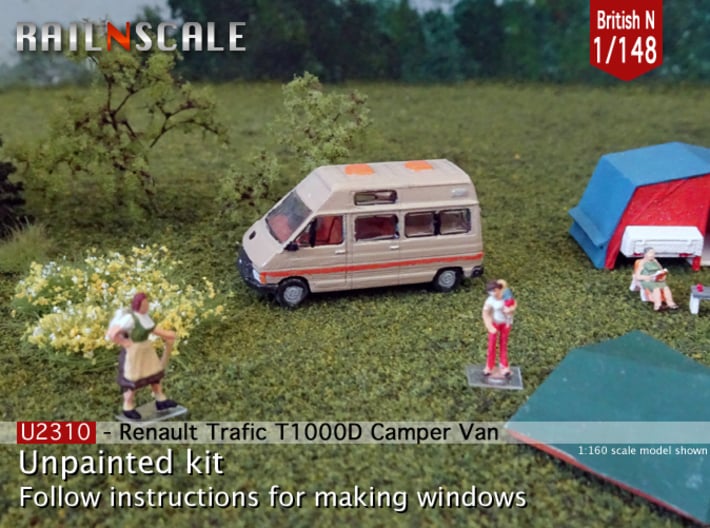 Renault Trafic T1000D Camper Van (British N 1:148) 3d printed 