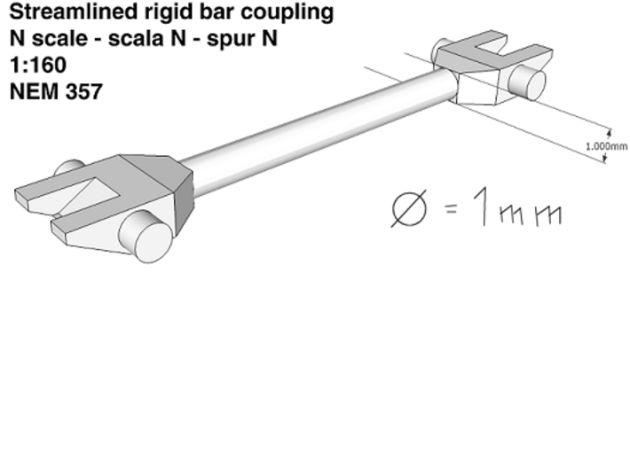 Spur N Kupplungsstange x 60 NEM 1:160 bar coupling 3d printed