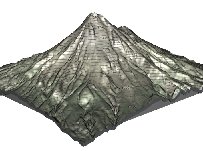 Mt Taranaki Map - 9" Contour 3d printed 