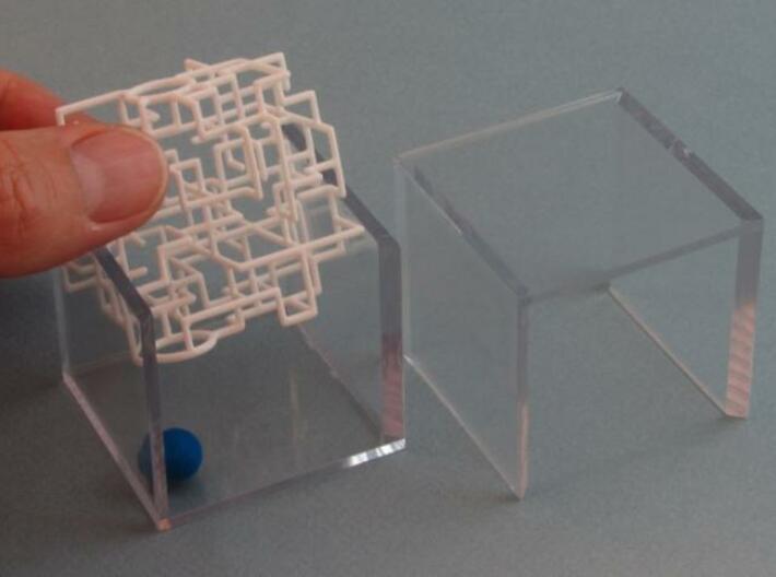 "Bare Bones" - 3D Rolling Ball Maze in Clear Case( 3d printed Slide Maze into Case