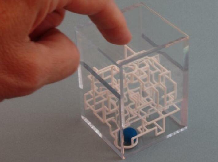 "Bare Bones" - 3D Rolling Ball Maze in Clear Case( 3d printed close the case