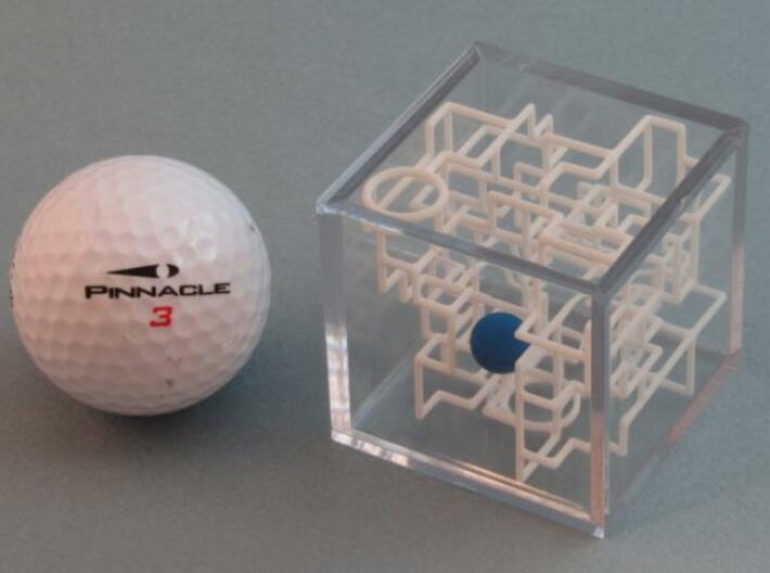 "Bare Bones" - 3D Rolling Ball Maze in Clear Case( 3d printed Maze with Golf Ball