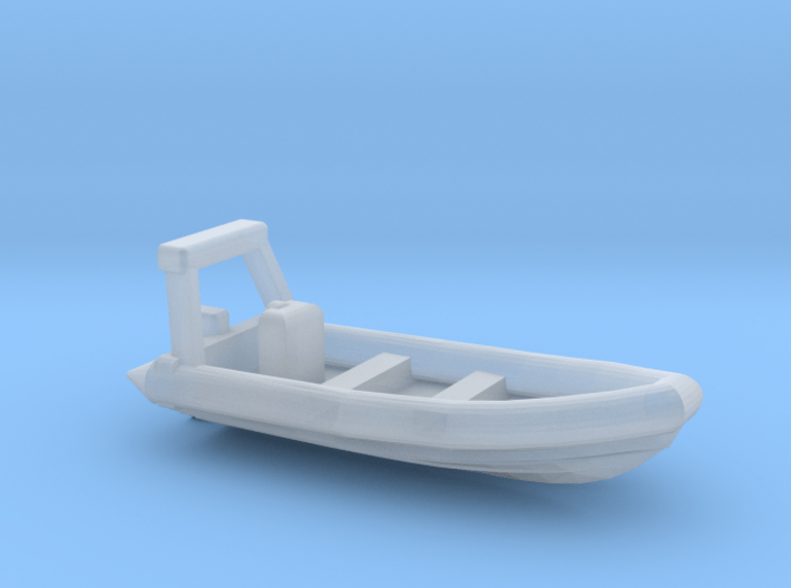 RHIB with beam and outboard engine (1:200) 3d printed render of RHIB