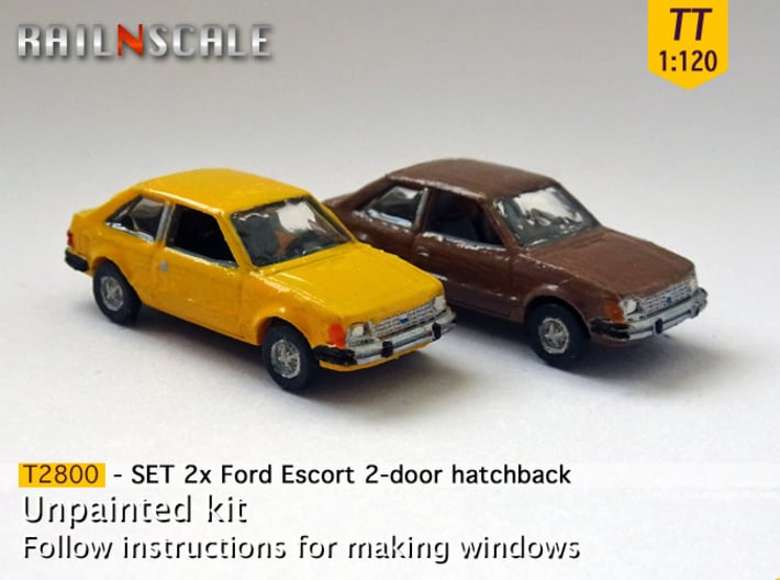 SET 2x Ford Escort 2-door hatchback (US) (TT 1:120 3d printed 
