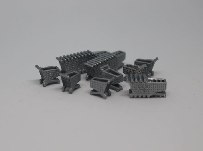 N Scale Grocery Carts 3d printed Painted carts