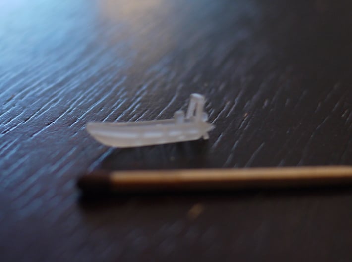 RHIB with beam and outboard engine (1:200) 3d printed side view of RHIB