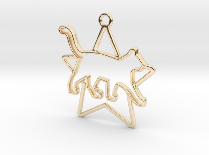 Cat & star intertwined Pendant 3d printed 