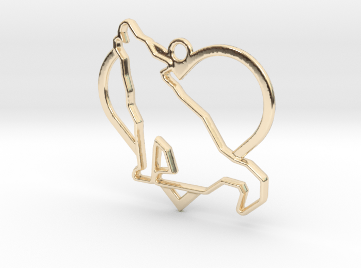 Wolf &amp; heart intertwined Pendant 3d printed