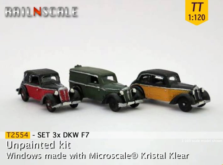 SET 3x DKW F7 (TT 1:120) 3d printed 