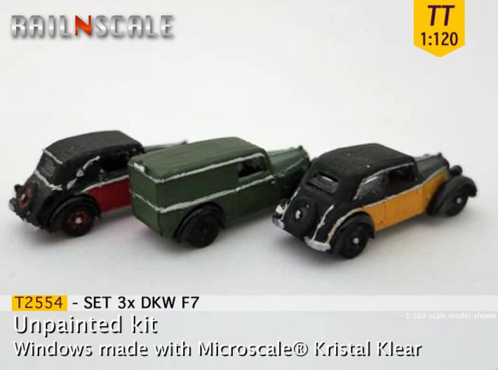 SET 3x DKW F7 (TT 1:120) 3d printed 
