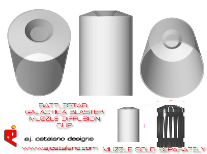 Battlestar Galactica blaster inner diffusion cup 3d printed 