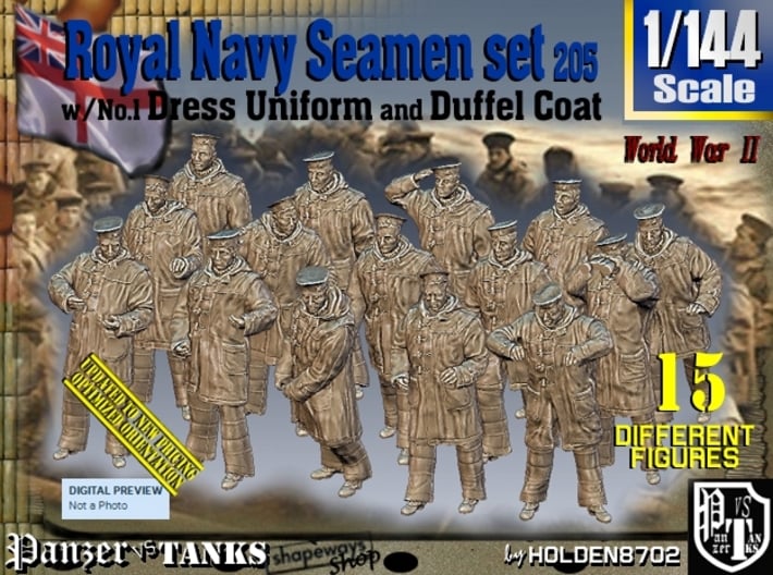 1/144 Royal Navy Seamen DC+No1 Set205 3d printed