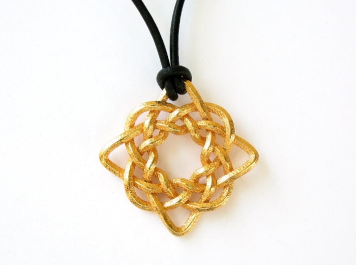 Celtic Compass 3d printed Front face of the pendant, printed in polished gold steel