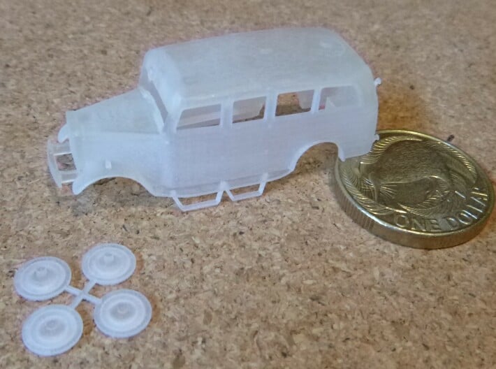 NZR Inspection Railcar 1:120 3d printed 1:120 body and hubcaps with a NZ $1 coin