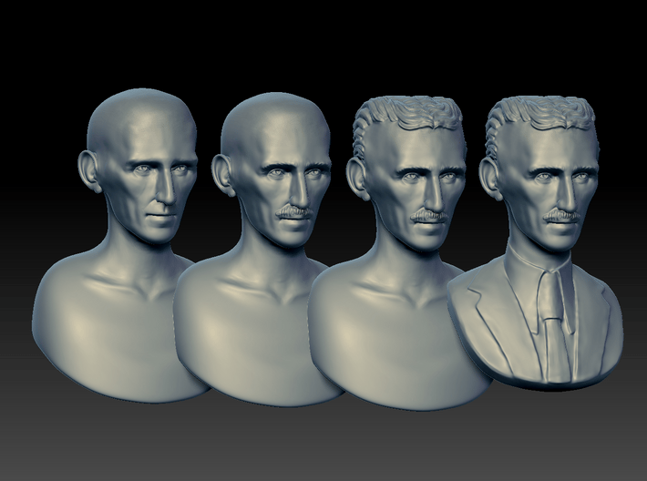 Nikola Tesla Bust Large 3d printed ZBrush Sculpting Process