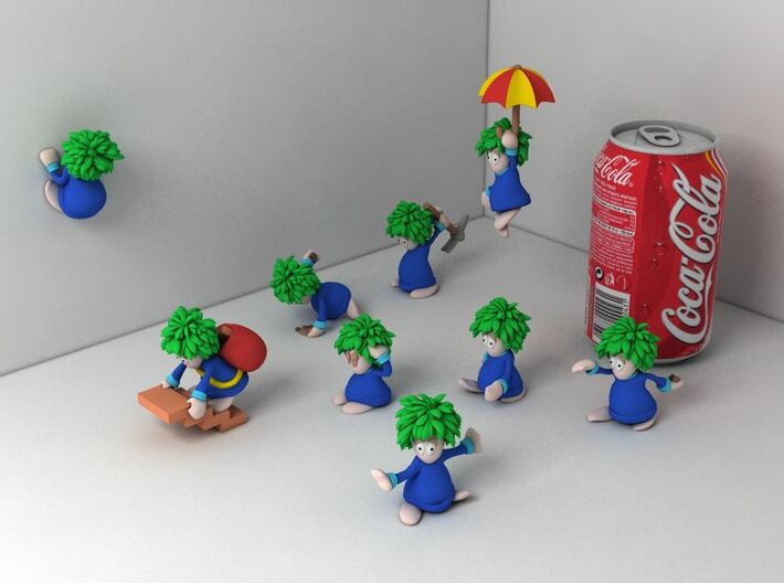 Lemming Exploder (Large and in Color) 3d printed All lemmings together