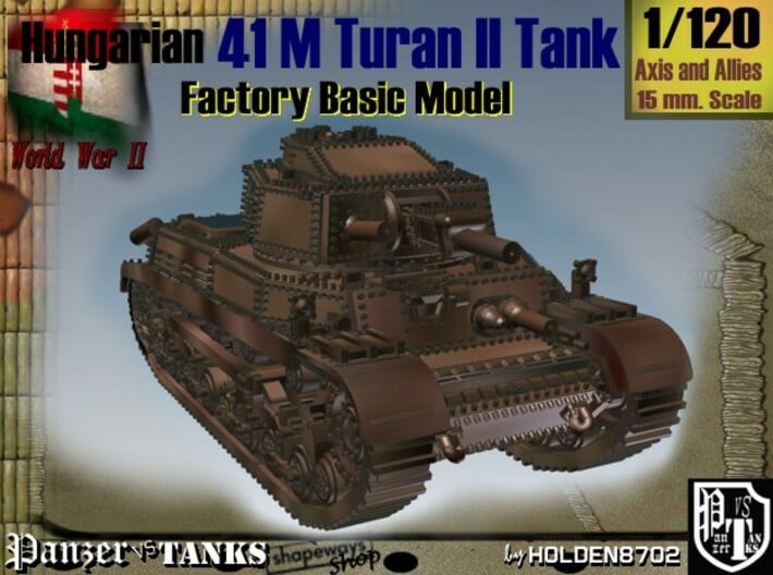 1/120 Hungarian 41M Turan II Basic 3d printed
