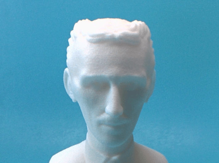 Nikola Tesla Bust Small 3d printed Macro Shot, Face Detail