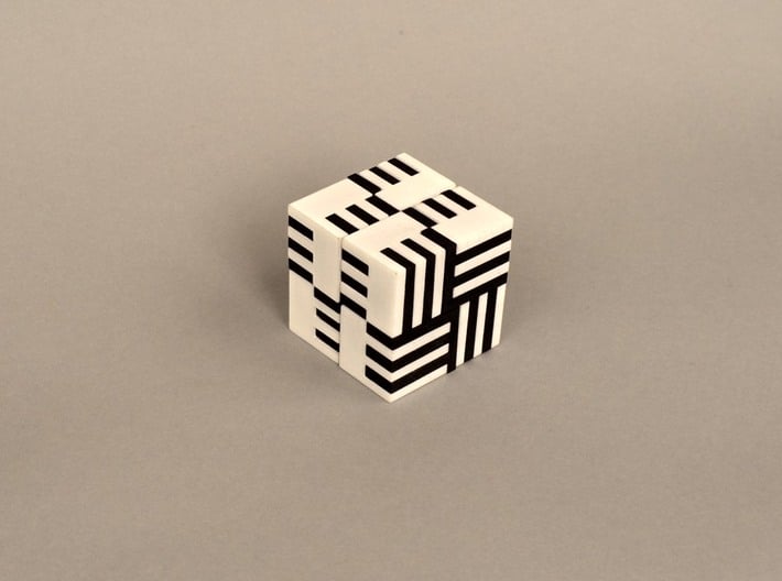 Puzzle Cube, Negative (black) pieces 3d printed Black and white pieces assembled 