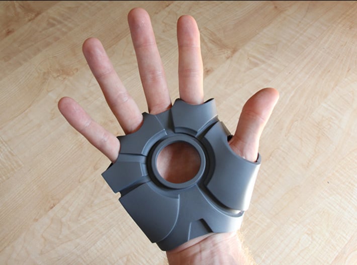 Iron Man Right Palm (Medium/Large) 3d printed Actual 3D Print using Strong & Flexible Plastic.  Sanded and primed.