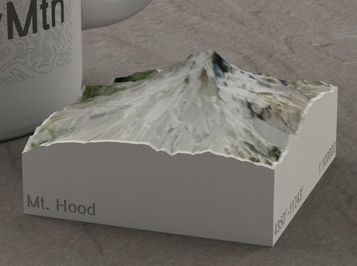 Mt. Hood, Oregon, USA, 1:100000 Explorer 3d printed 