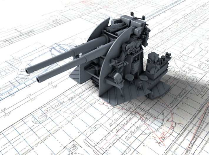 1/48 RN 4"/45 (10.2 cm) QF Mark XVI Gun x1 3d printed 3d render showing product detail