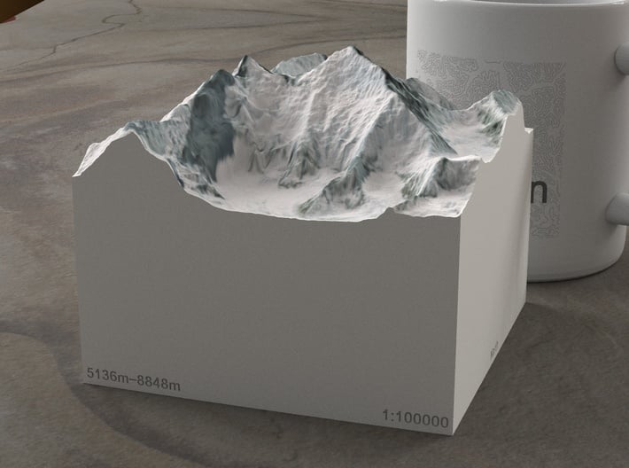 Mt. Everest, China/Nepal, 1:100000 Explorer 3d printed 