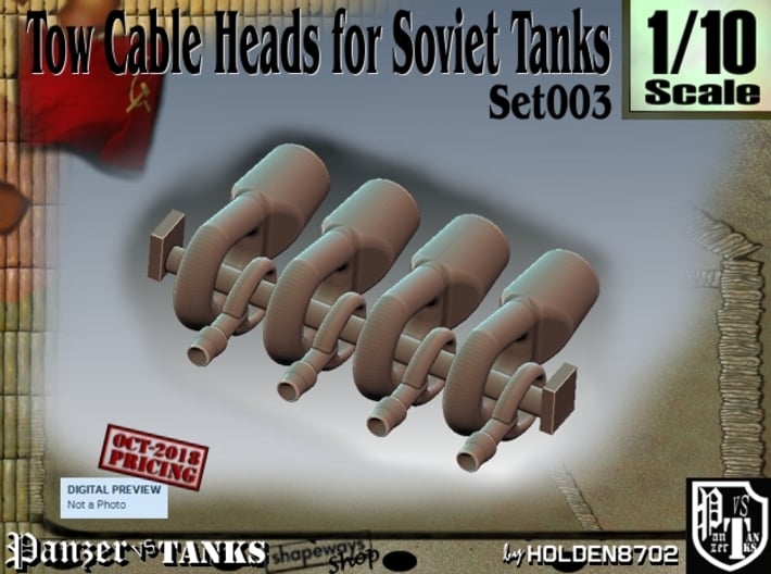 1/10 Soviet Tank Tow Cable HEADS Set003 3d printed