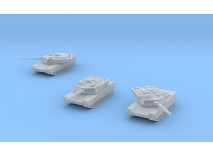 Abrams M1A1 1/350 scale set of 3 3d printed The turrets are separate and poseable through 360°