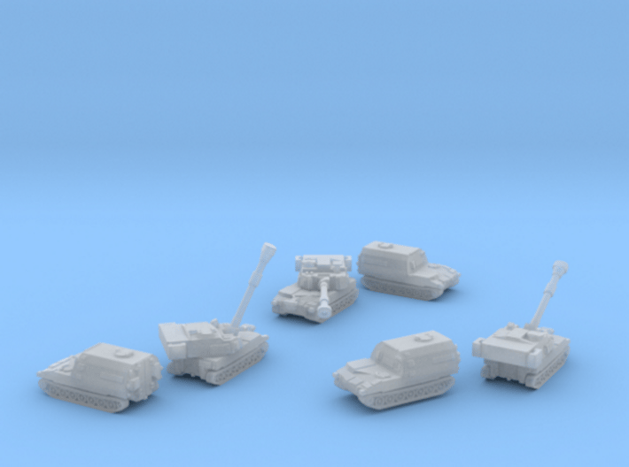 Paladin SP Howitzer and Ammunition Supply Vehicle  3d printed Paladin M109A6 & M992A2 six piece set