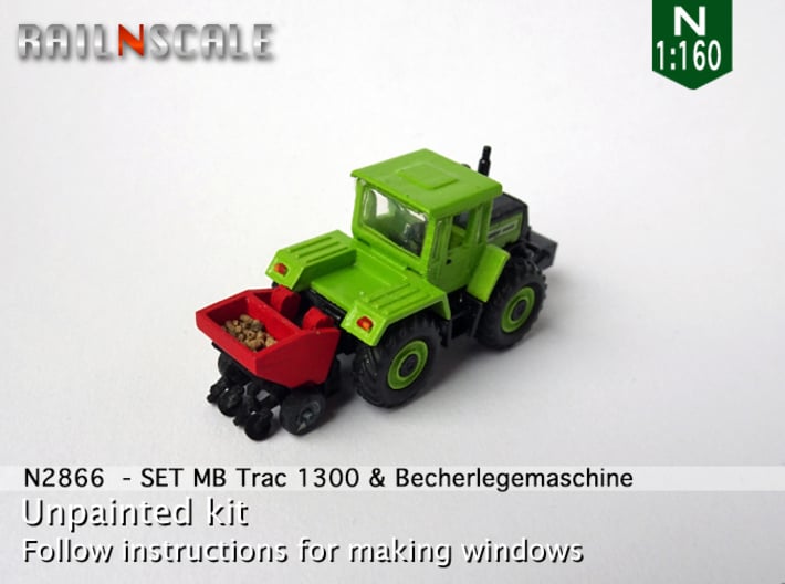SET MB Trac 1300 & Becherlegemaschine (N 1:160) 3d printed 