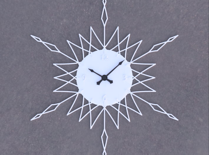 Sunburst Clock - Anya 3d printed Render of clock face with hands added