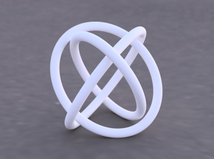 Borromean Rings 3d printed Example render of knot printed in White Versitile Plastic