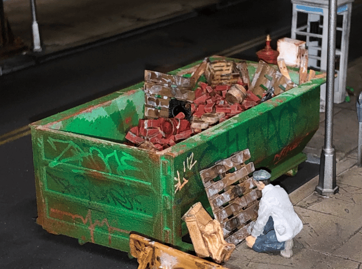Rolloff Dumpster in O scale 3d printed Painting and weathering by Mike Sannito