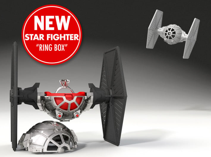 Star Fighter Ring Box Proposal/Engagement Ring Box 3d printed Wings and Ring Holder, sold separately. The ring is not included.