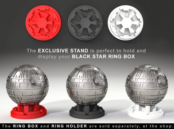 STAND - To the "Black Star Ring Box" 3d printed Ring Box and Ring Holder, sold separately at the Shop. Ring not included.