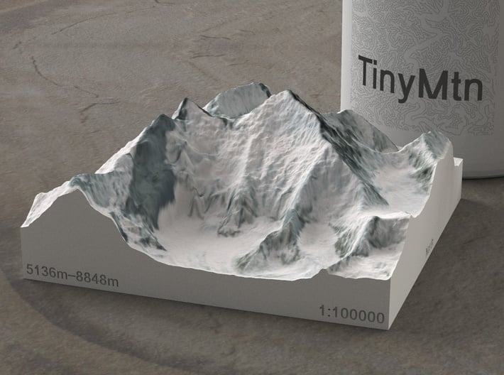 Mt. Everest, China/Nepal, 1:100000 3d printed 