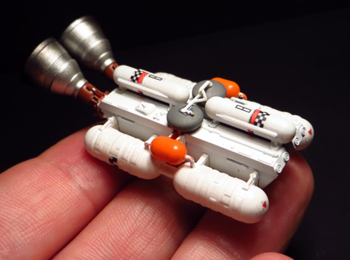 SPACE 2999 TRANSPORTER 1/144 SPINE BOOSTER 3d printed Model painted with decals.