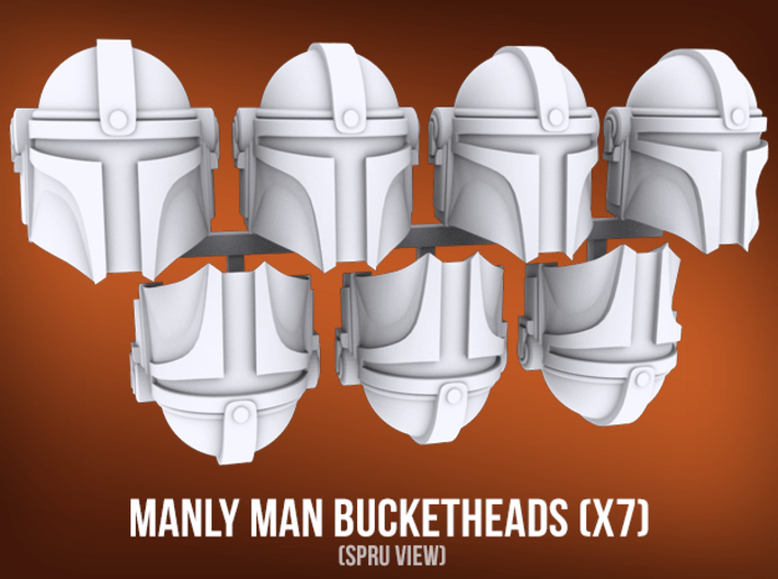 Manly Man Bucketheads (x7) 3d printed