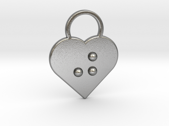 "j" braille heart 3d printed 