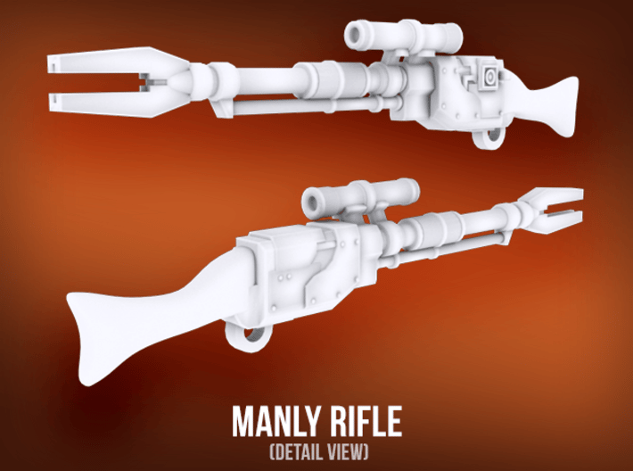 Manly Rifle (x4) 3d printed 