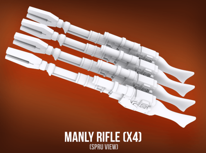 Manly Rifle (x4) 3d printed 