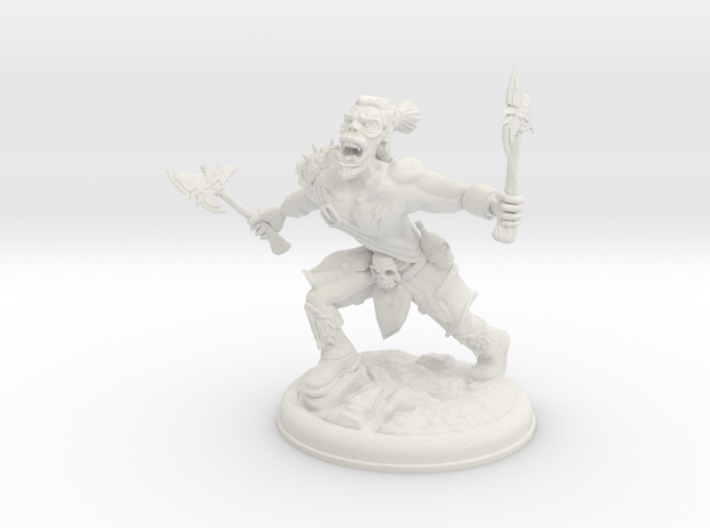 Orc with two Axes on 28mm Base 3d printed
