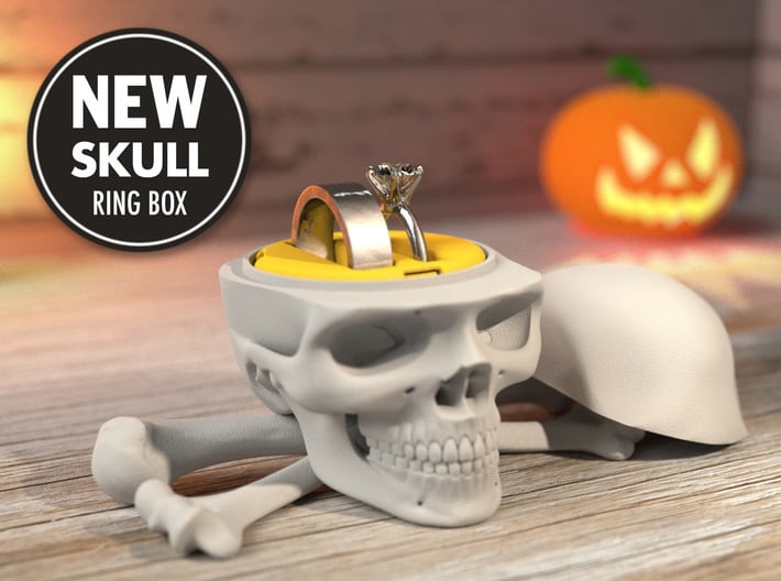 Skull Ring Box (FULL MODEL) - Engagement Ring Box 3d printed The X-Bone Stand is sold separately. (Ring shown not included)