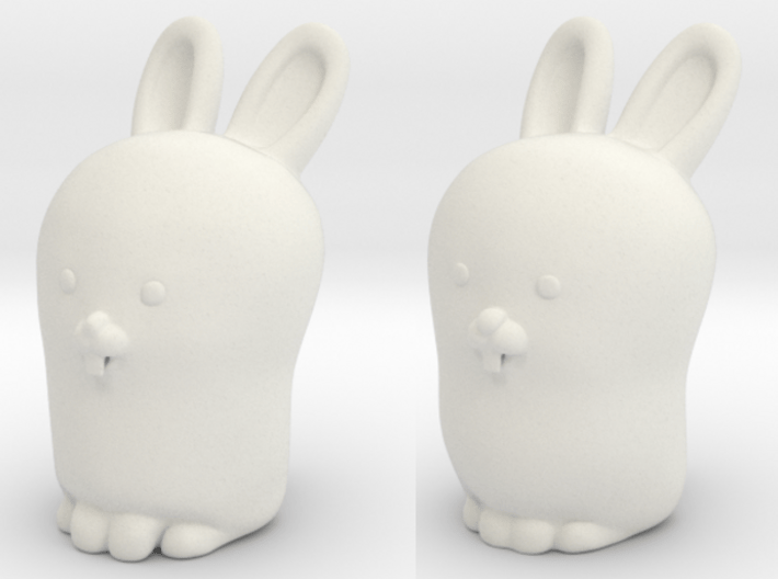 Glenda the Bunny 3d printed The following photos are from an earlier version, seen here on left.